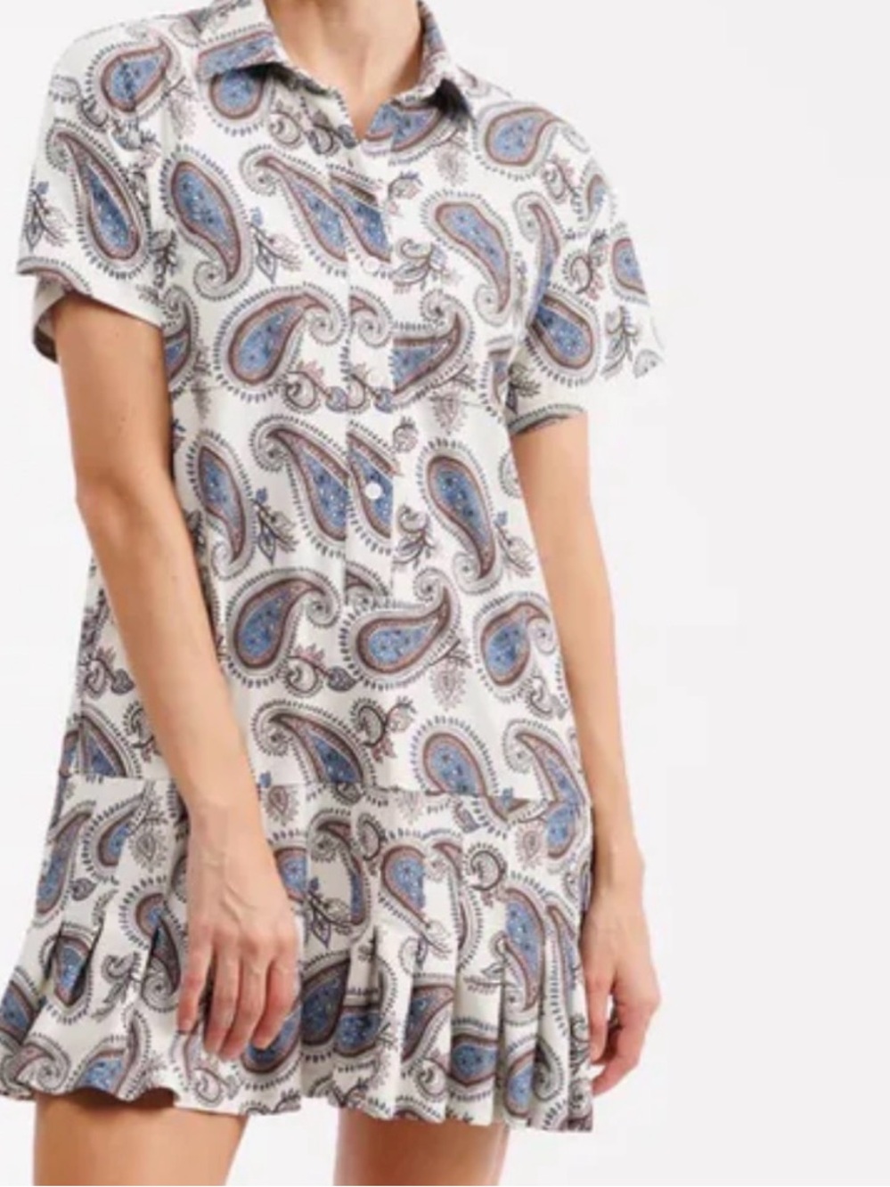 Smith & Quinn Aspen Short Sleeve Mini Dress in White & Blue